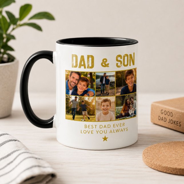 Pappa & Son Guldfamilj 6 Foto  Mugg (Skapare uppladdad)