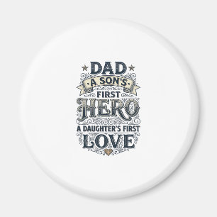 Pappa Son Helte Dotter Kärlek Vintage Typografi T- Magnet