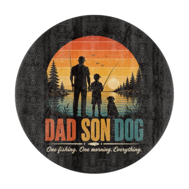 Pappa Son Hund Fiske Morgon (Framsidan)