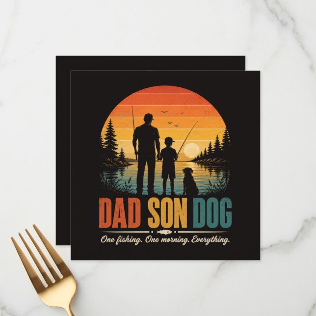 Pappa Son Hund Fiske Morgon Meny (Fram/Back In Situ)
