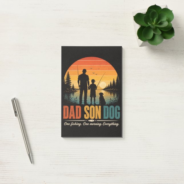 Pappa Son Hund Fiske Morgon Post-it Block (Kontor)