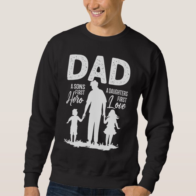 Pappa Sons First Hero-döttrar Kärlek för Pappor Da Lång Ärmad Tröja (Framsida)
