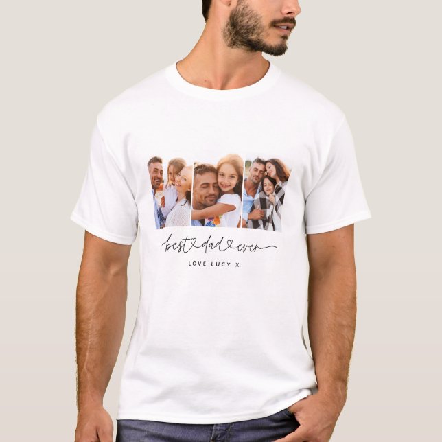 pappa söta, moderna skript med flera fotopresentat t shirt (Framsida)