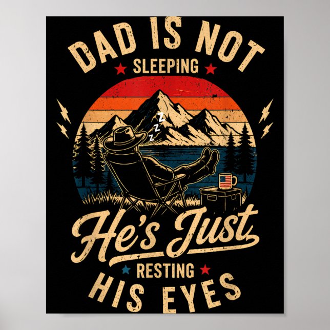 Pappa sover inte, vilar bara ögonen rolig pappa  poster (Framsidan)