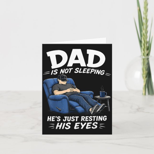Pappa sover inte, vilar bara ögonen Roliga pappor Kort (Framsida)
