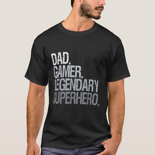 Pappa-spelarlegendariska superhjälten t shirt (Framsida)