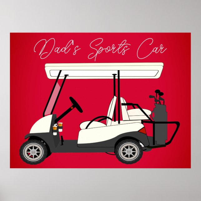 Pappa Sports Car Golf Cart Print Poster (Framsidan)