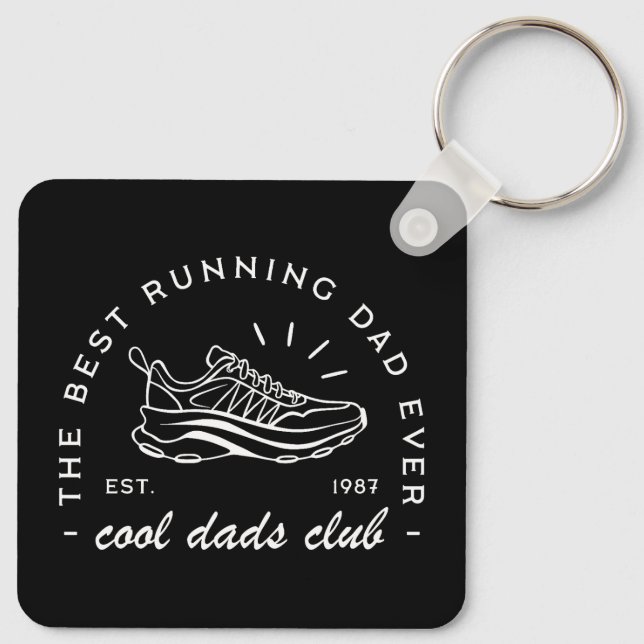 Pappa springa klubb som kör maratoners atletiska e nyckelring (Baksida)