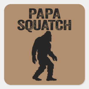 Pappa Squatch Funny Bigfoot - Fars dag Gift Fyrkantigt Klistermärke