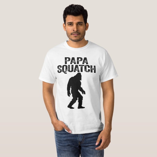 Pappa Squatch Funny Bigfoot - Fars dag Gift T Shirt (Hel framsida)
