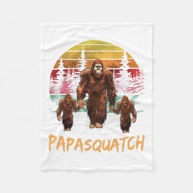 Pappa Squatch Retro Bigfoot Pappa Sasquatch Yeti F Fleecefilt (Framsidan)