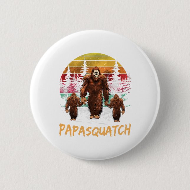 Pappa Squatch Retro Bigfoot Pappa Sasquatch Yeti F Knapp (Framsida)