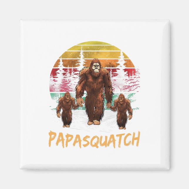 Pappa Squatch Retro Bigfoot Pappa Sasquatch Yeti F Magnet (Framsidan)