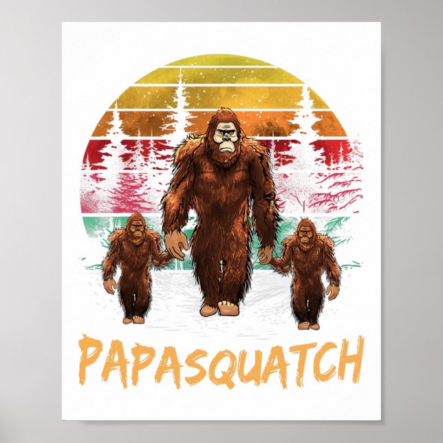 Pappa Squatch Retro Bigfoot Pappa Sasquatch Yeti F Poster (Framsidan)