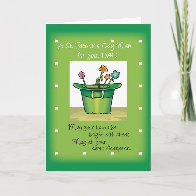 Pappa, St. Patrick's Day Hat with Flowers Kort (Framsida)
