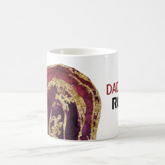 *~* PAPPA STEN Guld Glitter Agate Stone Lapidary Kaffemugg (Center)
