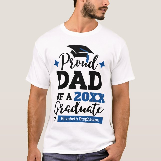 Pappa, stolt över den svarta blå hatten student 20 t shirt (Framsida)