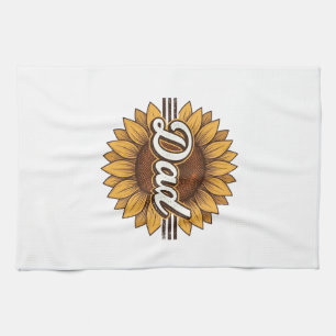Pappa Sunflower Vintage Gravyr Tröja Design_1 Kökshandduk