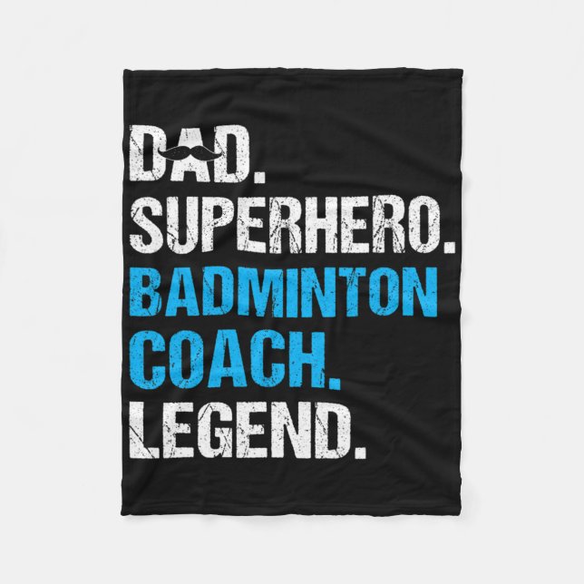Pappa Superhjälte Badminton Coach Funny Badminton  Fleecefilt (Framsidan)