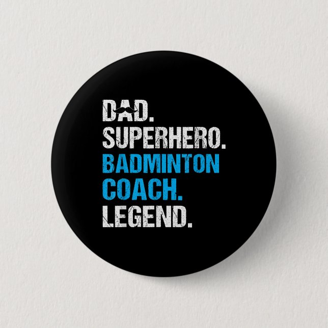 Pappa Superhjälte Badminton Coach Funny Badminton  Knapp (Framsida)