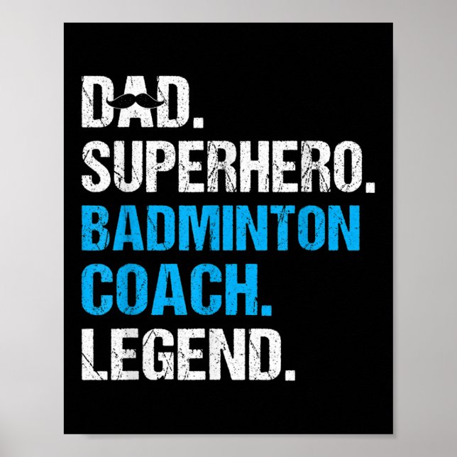 Pappa Superhjälte Badminton Coach Funny Badminton  Poster (Framsidan)