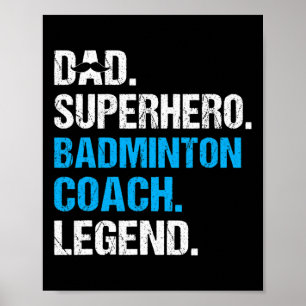 Pappa Superhjälte Badminton Coach Funny Badminton Poster