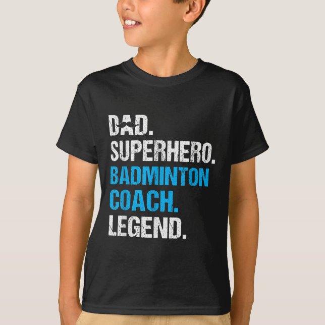 Pappa Superhjälte Badminton Coach Funny Badminton  T Shirt (Framsida)