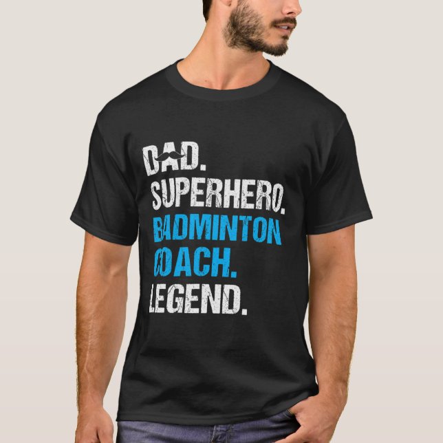 Pappa Superhjälte Badminton Coach Funny Badminton  T Shirt (Framsida)