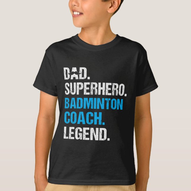Pappa Superhjälte Badminton Coach Funny Badminton  T Shirt (Framsida)