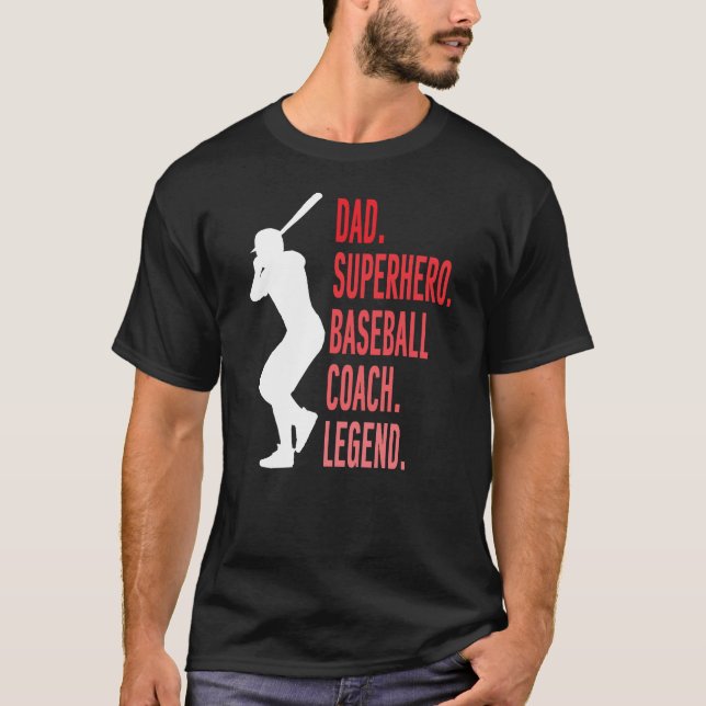 Pappa superhjälte Baseball Coach Legend Funny Base T Shirt (Framsida)