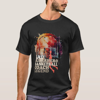 Pappa Superhjälte Basketball Coach Legend T Shirt