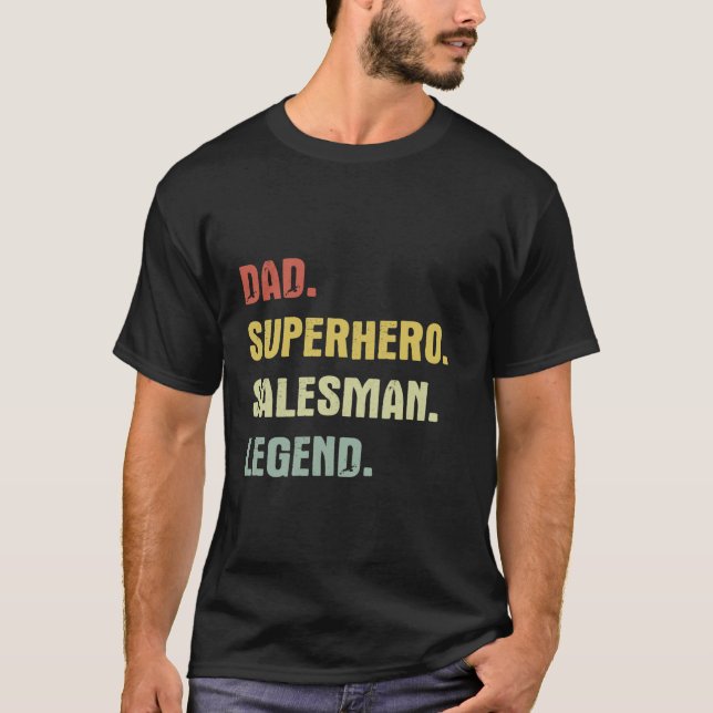 Pappa superhjälte salesman legend t shirt (Framsida)