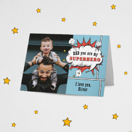 Pappa Superhjälte Seriebubbla för Foto Kort