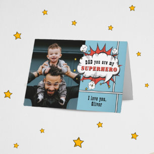 Pappa Superhjälte Seriebubbla Foto Kort