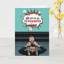 Pappa superhjälte Tecknad Tal Bubble Fars dag Ca Kort