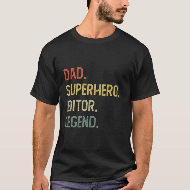 Pappa superhjälteredigerarlegend t shirt (Framsida)