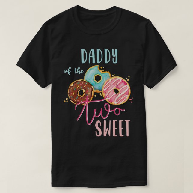 Pappa Sweet Two Donut Födelsedagsfest Theme Girl T Shirt (Design framsida)