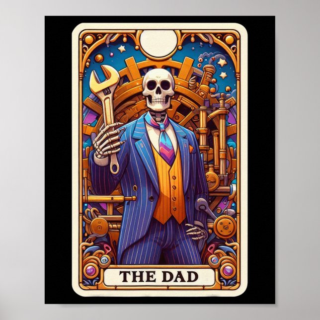 Pappa Tarot Card Skeleton Fars dag pappa Baba Poster (Framsidan)
