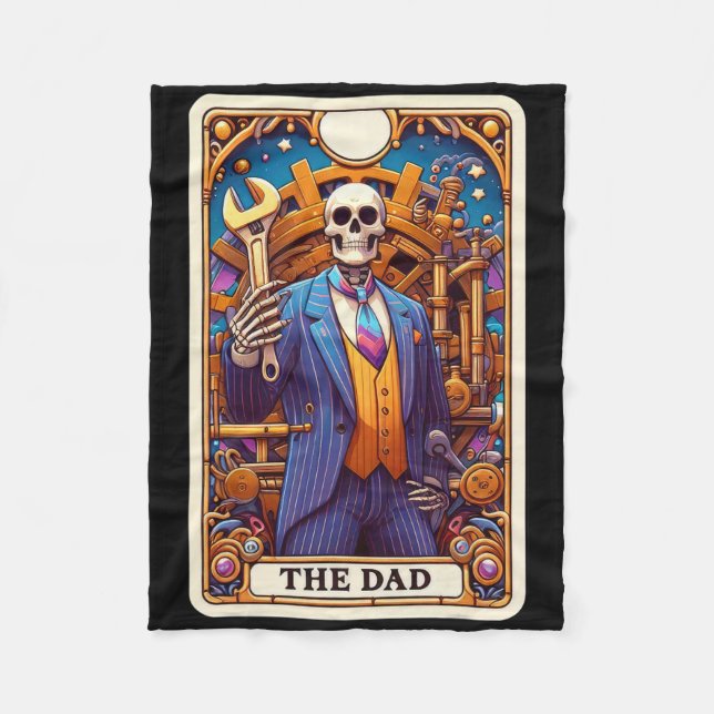 Pappa Tarotkort Skelett Fars Dag Pappa Byby Fleecefilt (Framsidan)