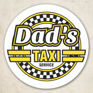 Pappa Taxi Service - Funny Stickers för Pappa Car Runt Klistermärke