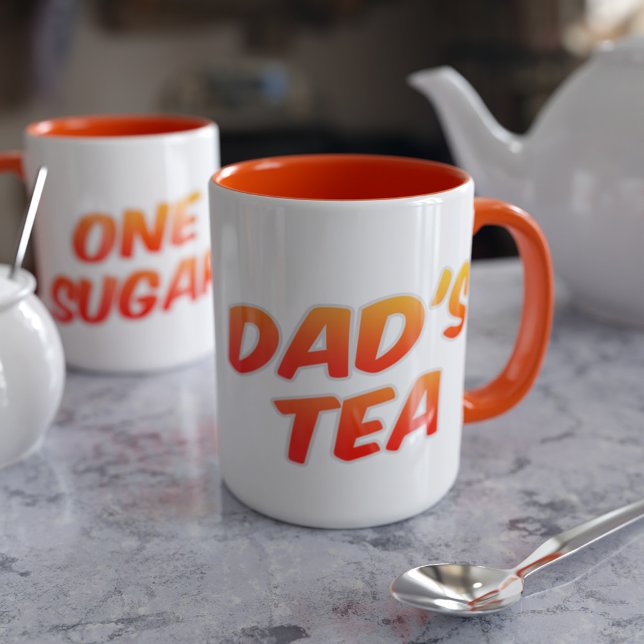 Pappa Tea One Sugar Orange Two-Tone Coffee Mugg (Must be Dad's as it has his name on it. One sugar?)