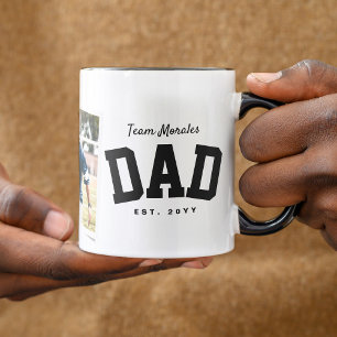 Pappa-teamet namn ett foto svart vitt Fars dag Mugg