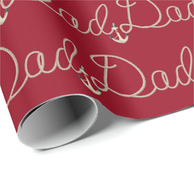 Pappa text i Nautical Rope-design Presentpapper (Rullad Hörn)