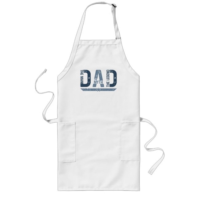 "PAPPA The Man Mith Legend" Fars dag Gift Långt Förkläde (Framsidan)