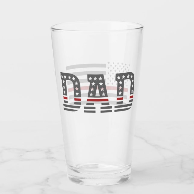 Pappa Thin Red Line Firefighter Pappa America Flag Glaskopp (Framsida)