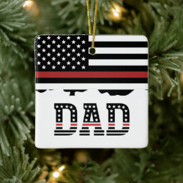 Pappa Thin Red Line Firefighter Pappa Gift Ceramic Julgransprydnad Keramik