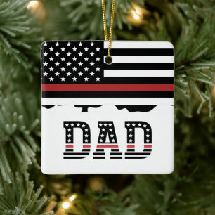 Pappa Thin Red Line Firefighter Pappa Gift Ceramic Julgransprydnad Keramik
