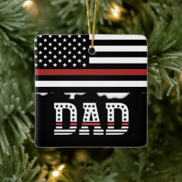 Pappa Thin Red Line Firefighter Pappa Gift Julgransprydnad Keramik