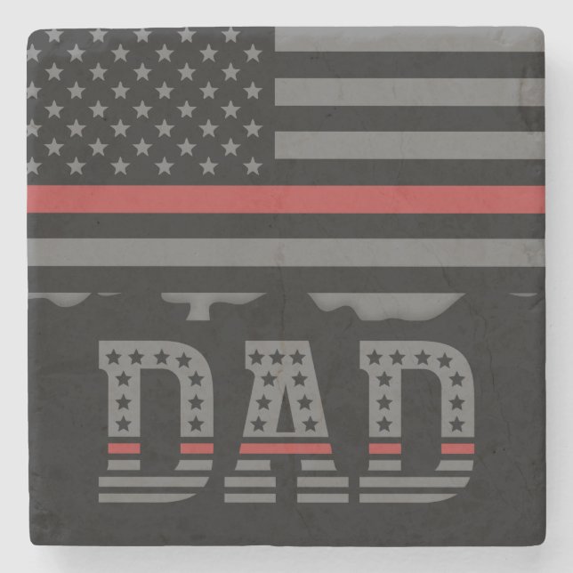 Pappa Thin Red Line Firefighter Pappa Gift Stenunderlägg (Framsidan)