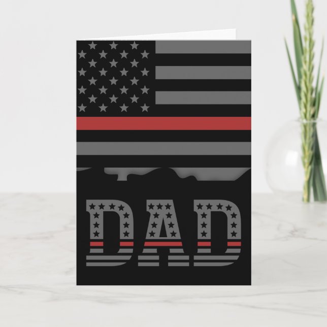 Pappa Thin Red Line Firefighter Pappa Gifts Kort (Framsida)